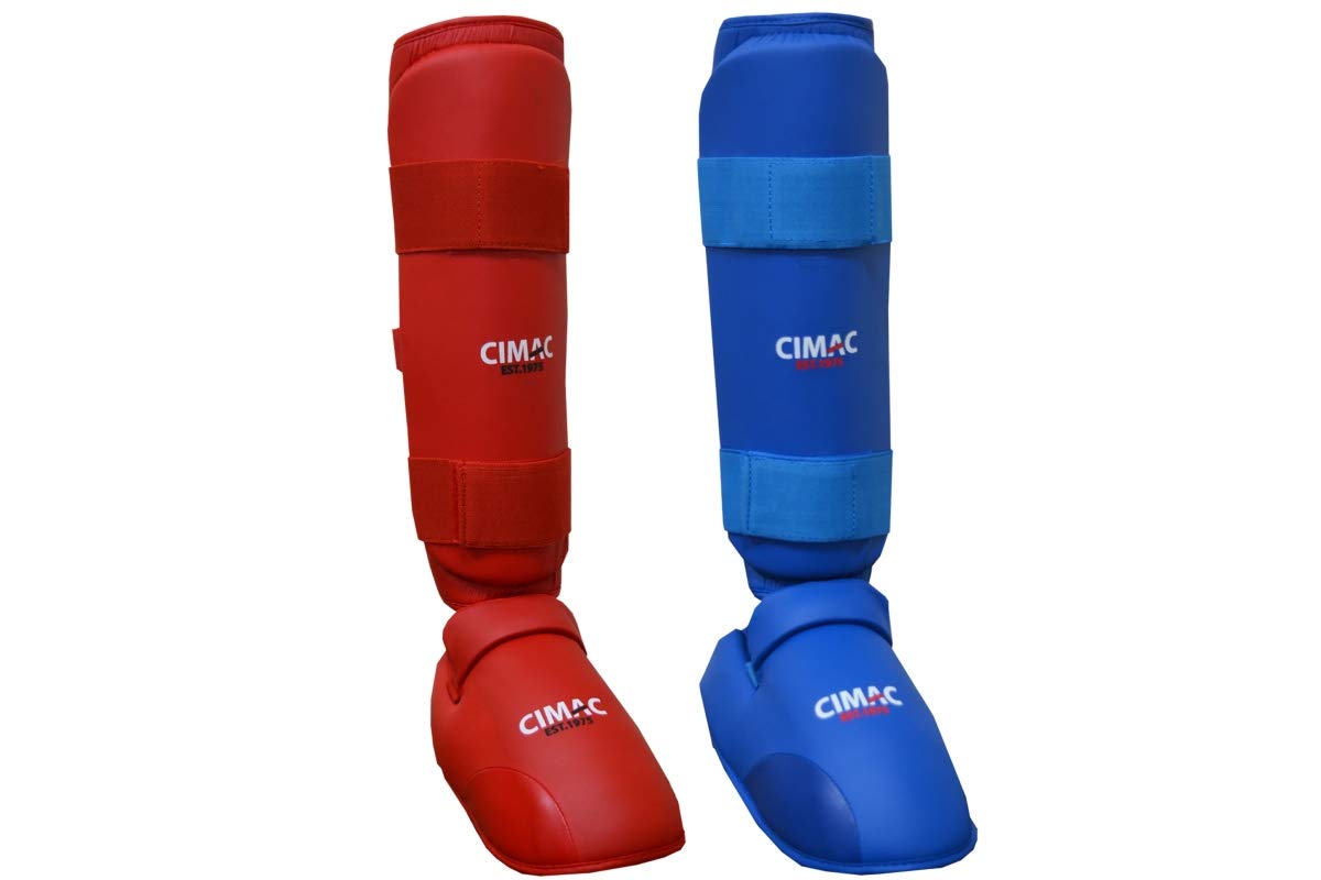 Cimac Karate Shin, Foot Protector With Removable Instep Pads. Martial Arts Training, Sparring, Fighting, Practice, Secure Close, Ultimate Protection