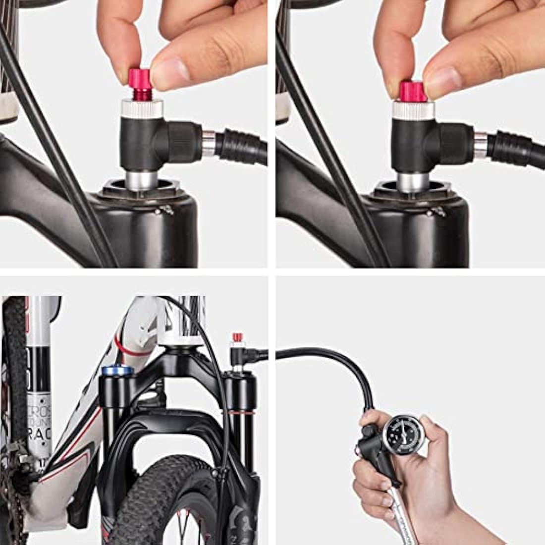 GEWAGE High Pressure Shock Pump (Max 300 PSI), 2-in-1 Bicycle Fork Pump/Bicycle Tyre Pump for MTB, Road Bike Fork and Rear Suspension, Portable Mini Pump with Bleed Button