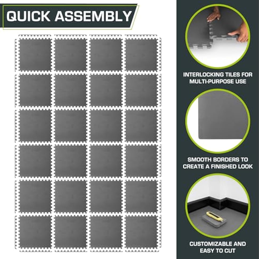 ProsourceFit Exercise Puzzle Mat EVA Foam Interlocking Tiles Protective and Cushion Flooring for Gym Equipment, Exercise and Play Area