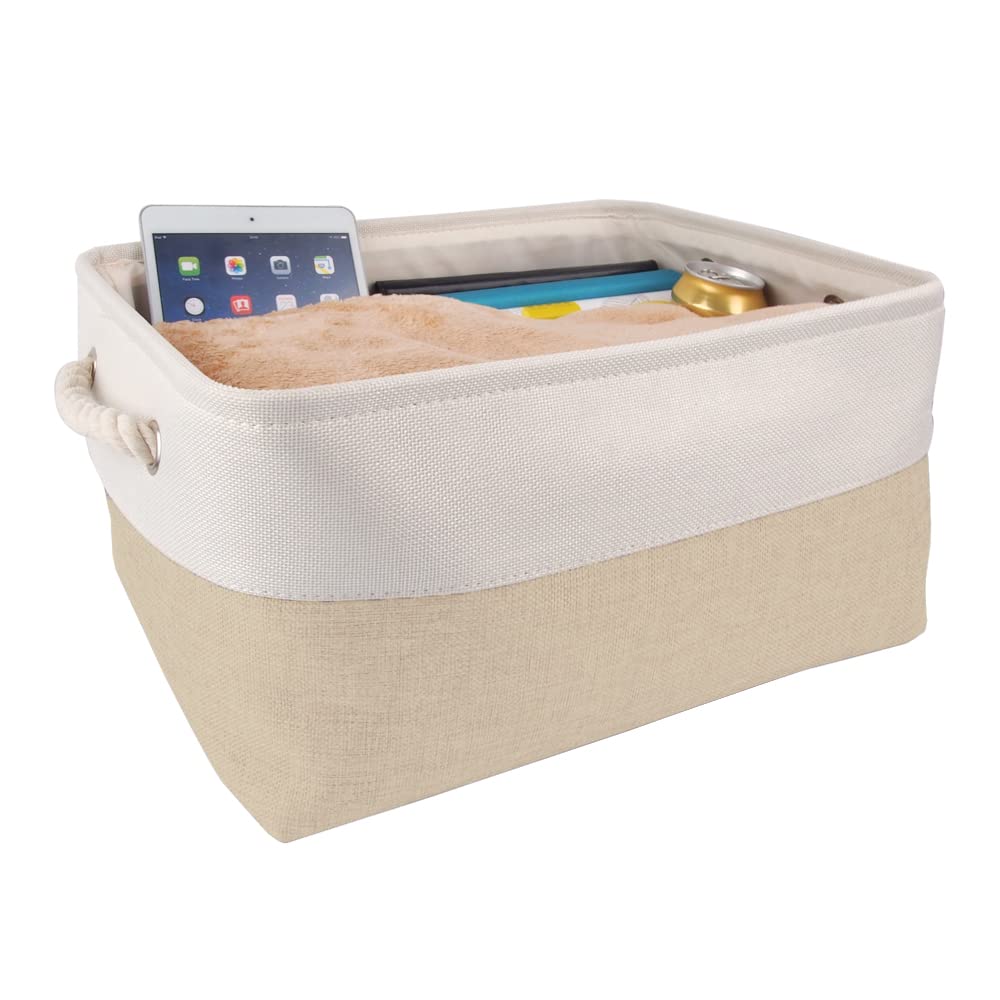 Mangata Large Storage Box set of 3, Fabric Storage Baskets with Handles for Cupboards, Wardrobe, Shelves, Bathroom, Clothes, Toys, Towel