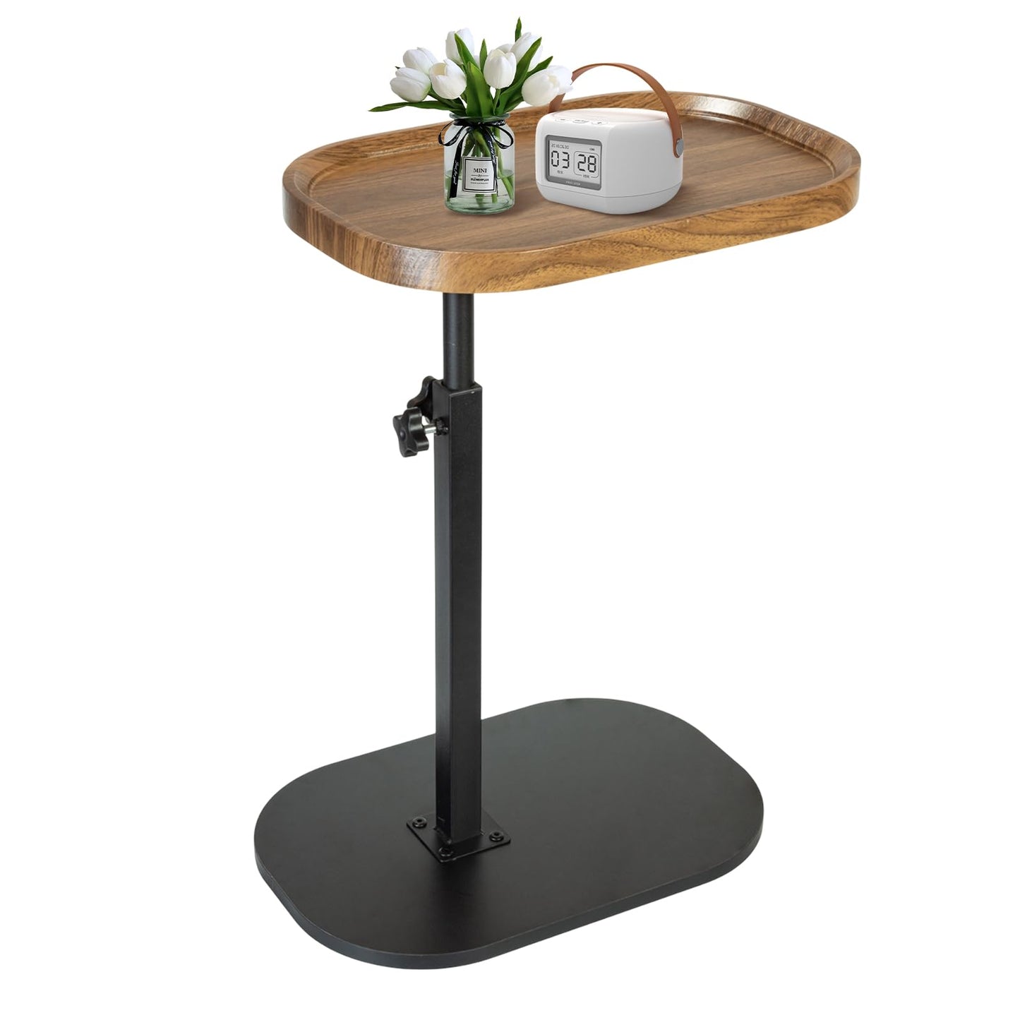 SHEBUYLLI Small Side Table, C Shaped Bed Side Table for Living Room Bedroom