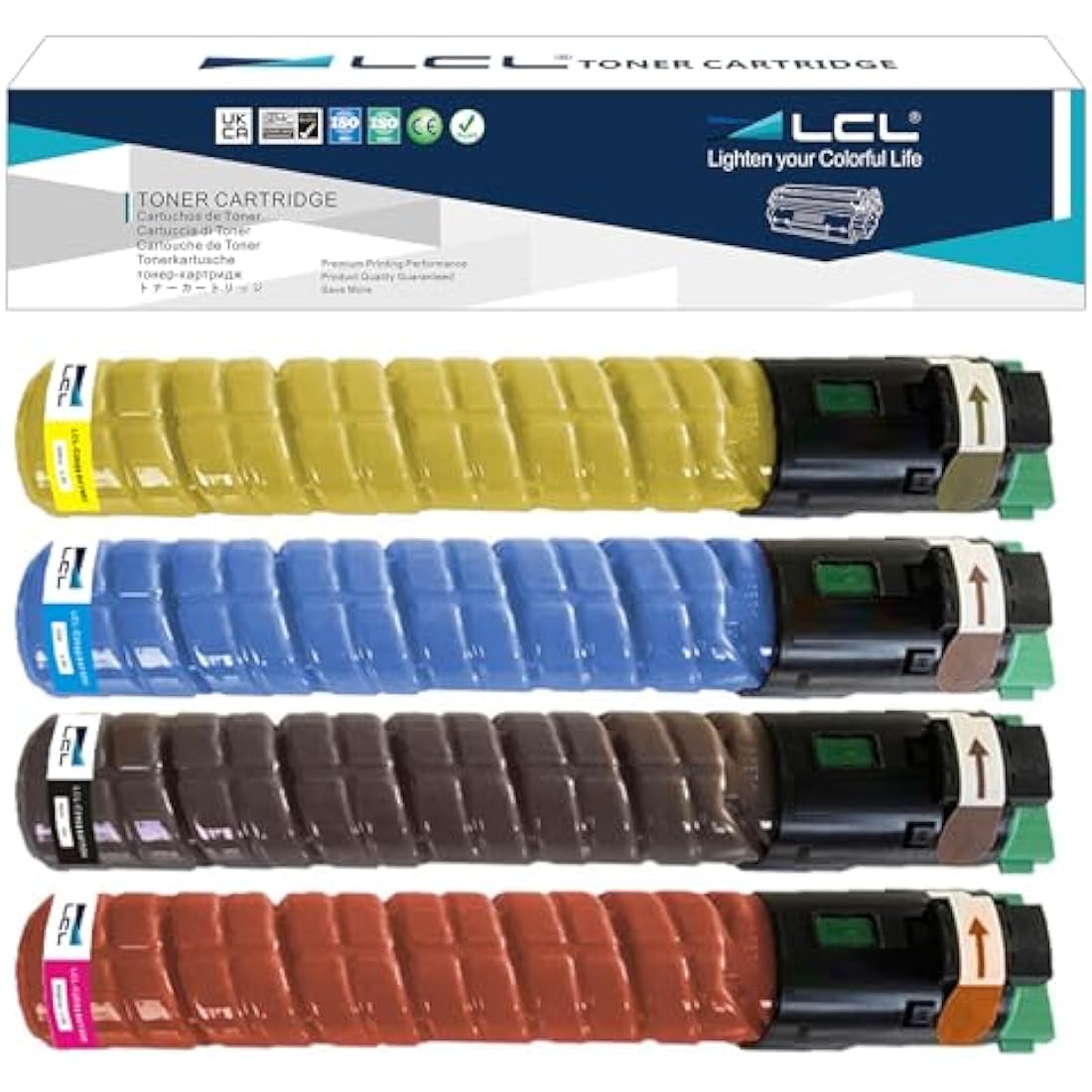 LCL Compatible Toner Cartridge 841504 841505 841506 841507 MP C2030 C2050 C2051 C2530 C2550 C2551 (1Black 1Cyan 1Magenta 1Yellow) Replacement for Ricoh Aficio MP C2030 MP C2050 MP C2051 MP C2530