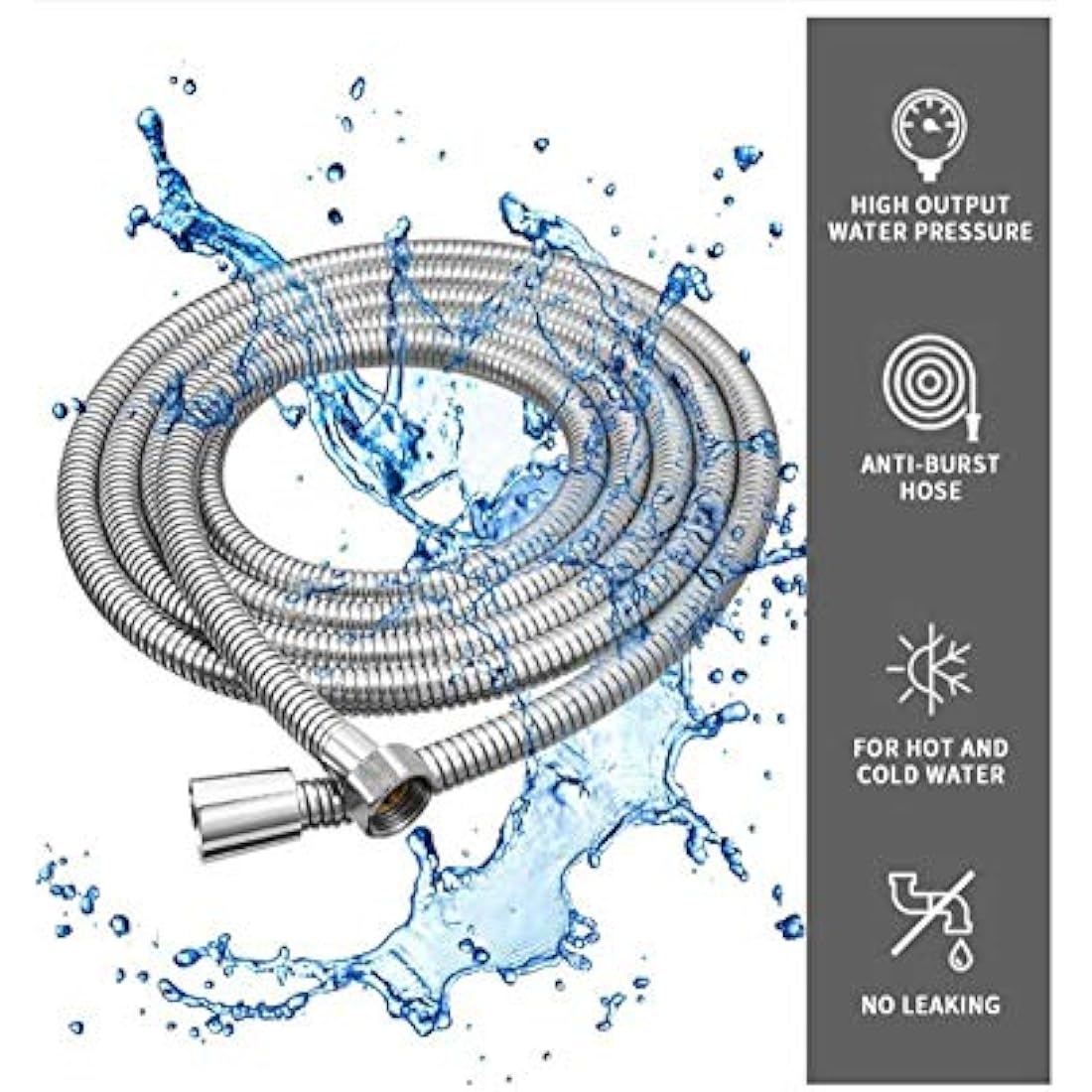 Shower Hose 1M / 1.5M / 2M / 300cm / 4M / 5M Stainless Steel Extra Long Shower Head Hose, with Solid Brass Connector, Anti-Kink and Tangle Free. (300cm)