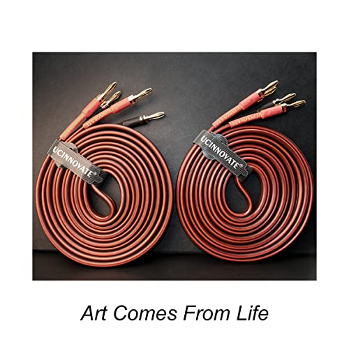 WOWLED 2 Pack High-end Pure Copper HIFI OFC Speaker Wire Cable with Banana Plug, 4m Gold-Plated Banana Tip Plugs Male to Male 600 Strand 14 AWG Audio Speaker HIFI System Home Theater 13.12FT