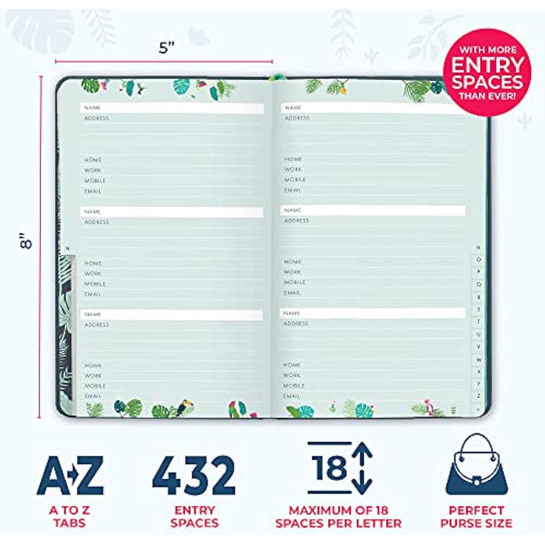 Boxclever Press Small Address Book with 432 Spaces. Address Books with Alphabet Index hardback, Pocket & Change of Address Labels. Perfect Gifts for Women 21 x 13 cm