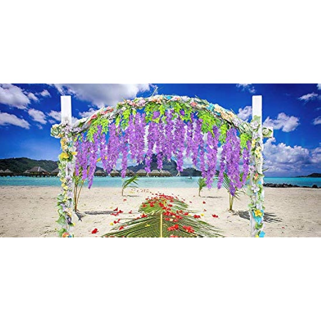 SZJH 12pcs 3.6 Feet/Piece Artificial Fake Wisteria Vine Ratta Hanging Garland Silk Flowers String Home Party Wedding Decor (Purple)