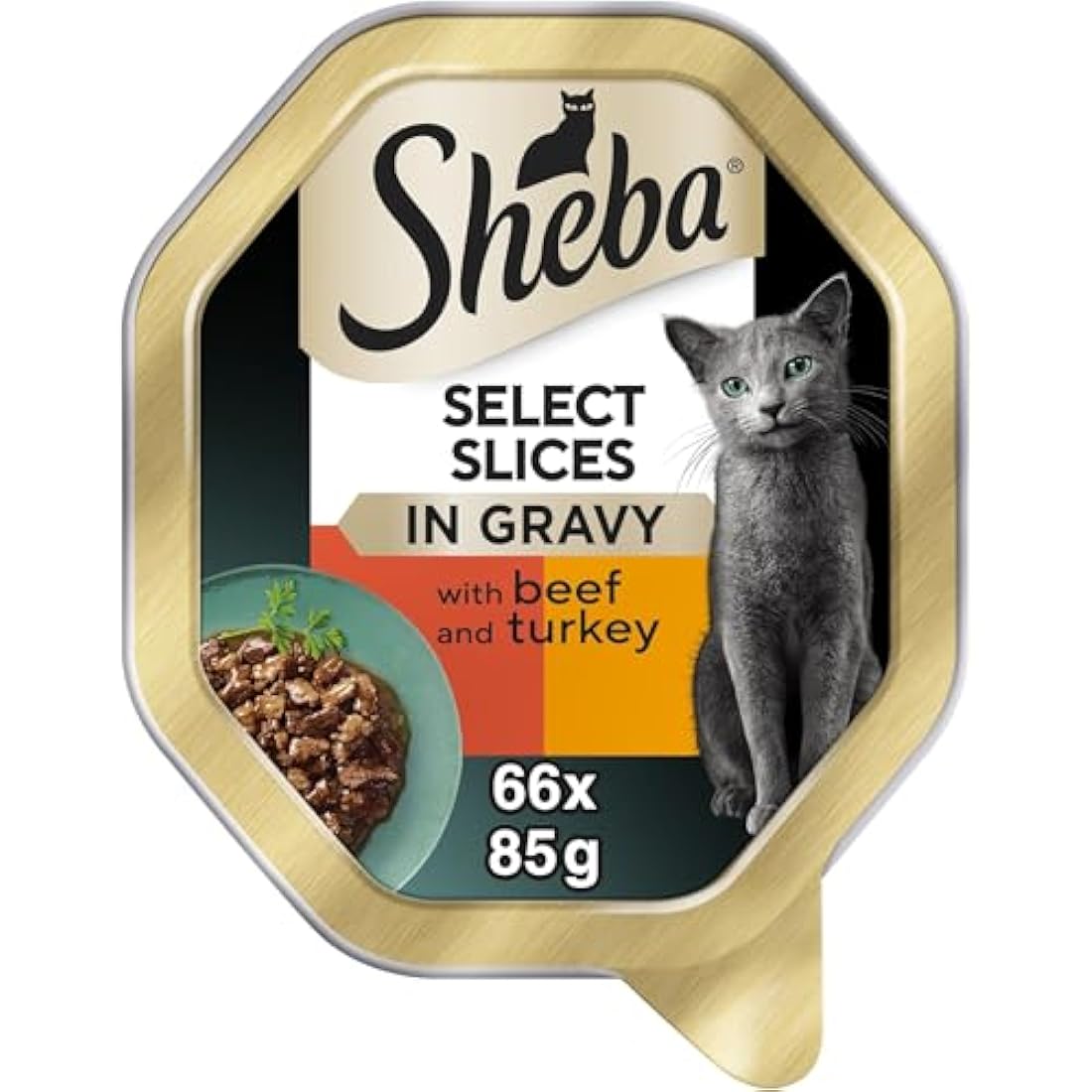 Sheba Select Slices in Gravy – Beef Selection – Wet cat food trays for adult cats – 22 x 85 g Pack