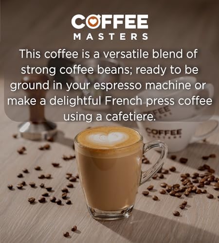 Coffee Masters All Day Blend Espresso Coffee Beans 4x1kg - Medium Roast for Strong and Full Bodied Flavour, Whole Bean - Ideal for Barista Machines