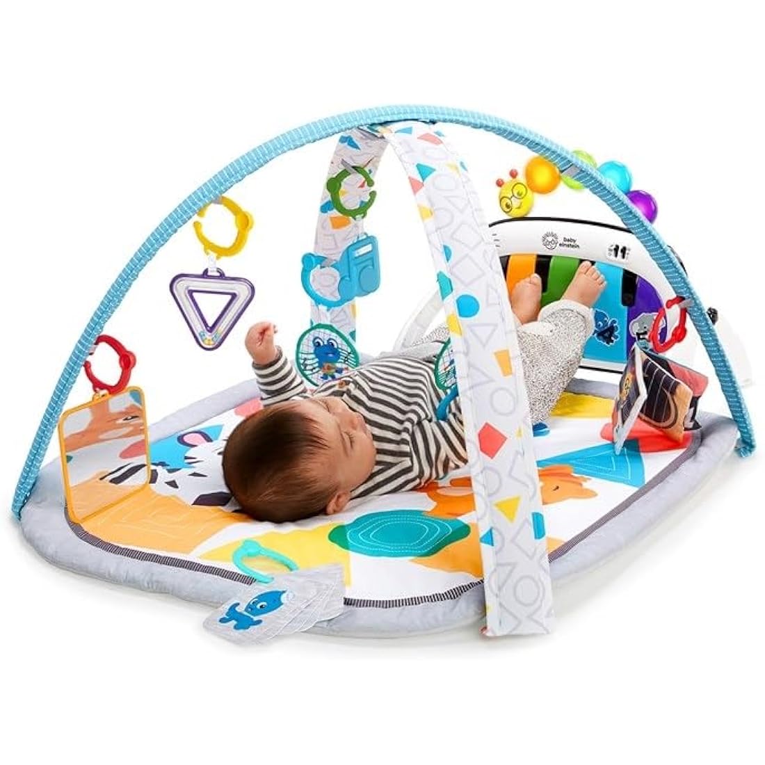 Baby Einstein, 4-in-1 Kickin' Tunes and Language Discovery Play Gym with Piano, Mat with Detachable Activity Toys, Lights, Sounds and Music, Ages Newborn +