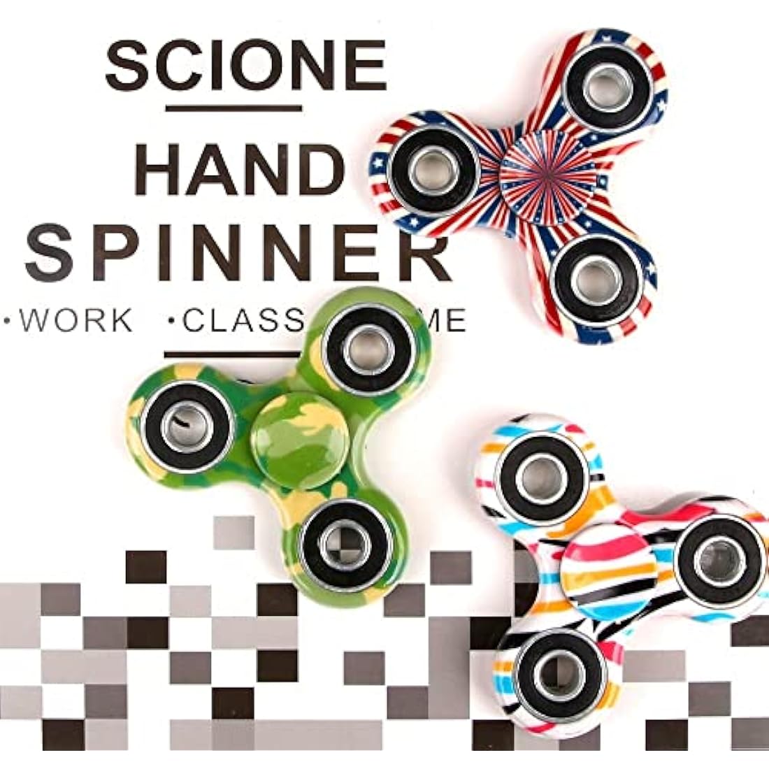 SCIONE Fidget Spinner 12 Pack ADHD Stress Relief Anxiety Toys Fidget Spinners Gift for Kids and Adults Finger Toy with Bearing Focus Fidget Restless Colorful Hand Spinner