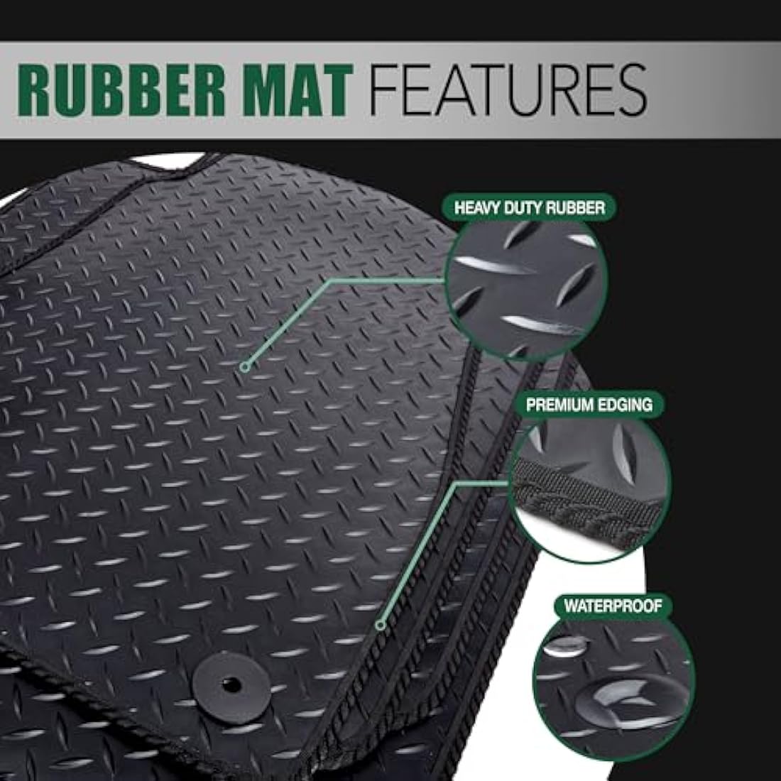 GCM - Car Floor Mats for Peugeot 3008 2016 To 2024 (Also for Hybrid) Full Floor Protection - Anti Slip & Fit Rubber Car Mats with Clips Easy to Clean Heavy Duty for All-Weather - Red Edging, Rubber