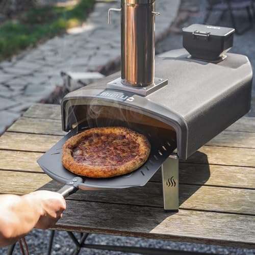 Mimiuo Upgraded Outdoor Pellet Pizza Oven, Portable Pellet Pizza Oven with Pizza Stone and Foldable Legs, Pizza Maker for Outdoor Cooking and Garden