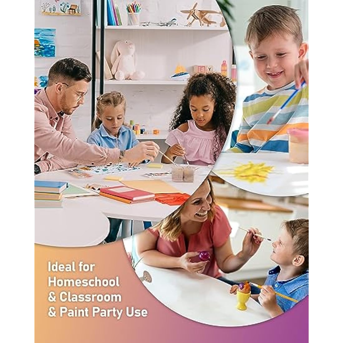 Nicpro 18 Colors Large Washable Paint Set (8.4oz,250 ml), Acrylic Bulk Supplies Non Toxic Children Tempera Paint for Art, Craft DIY, Poster & Finger Paint, School, Home,Classroom, Party