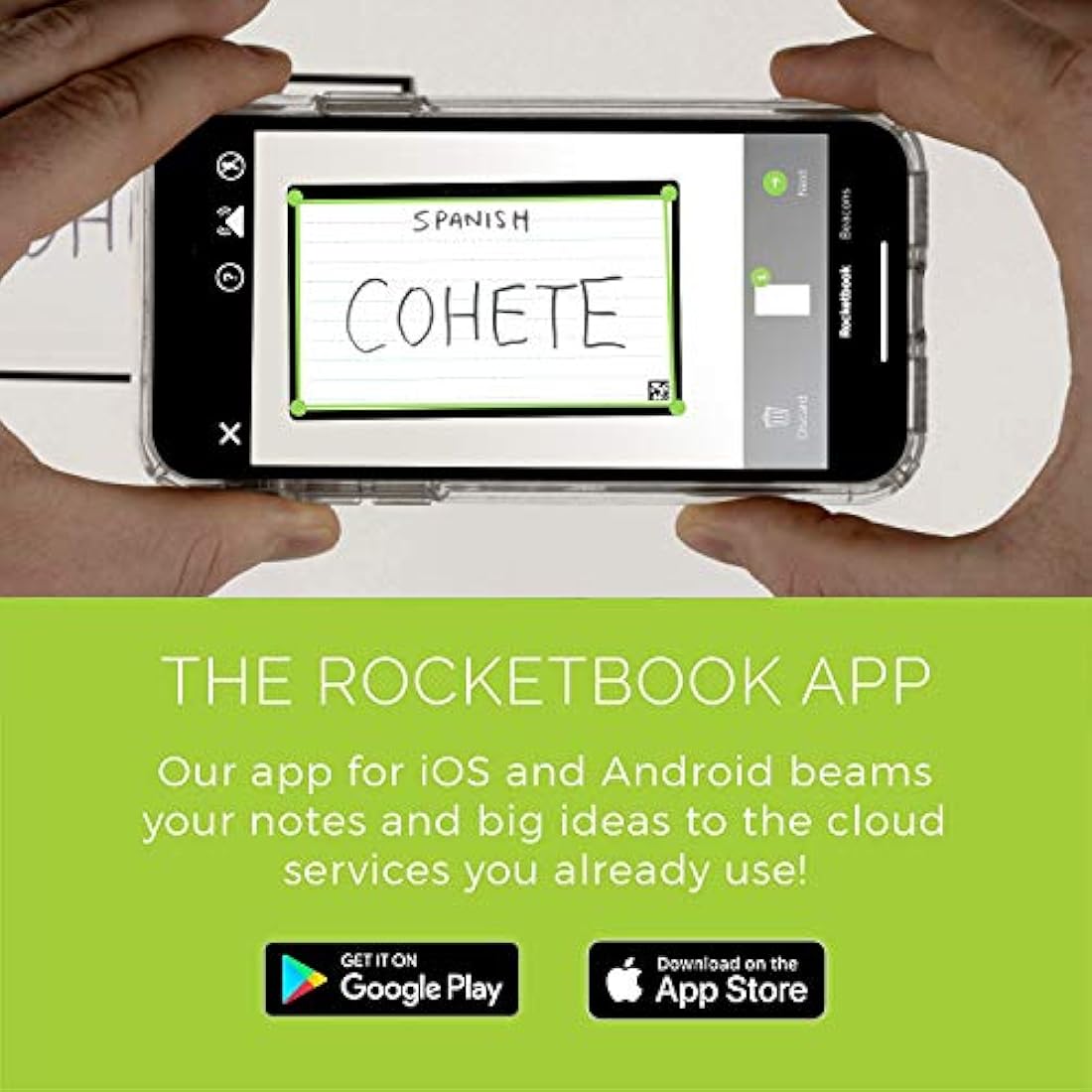 ROCKETBOOK Cloud Cards - Reusable Index Note Cards with 1 Pilot FriXion ColorStick Pen & 1 Microfiber Cloth Included - Single Set of 80