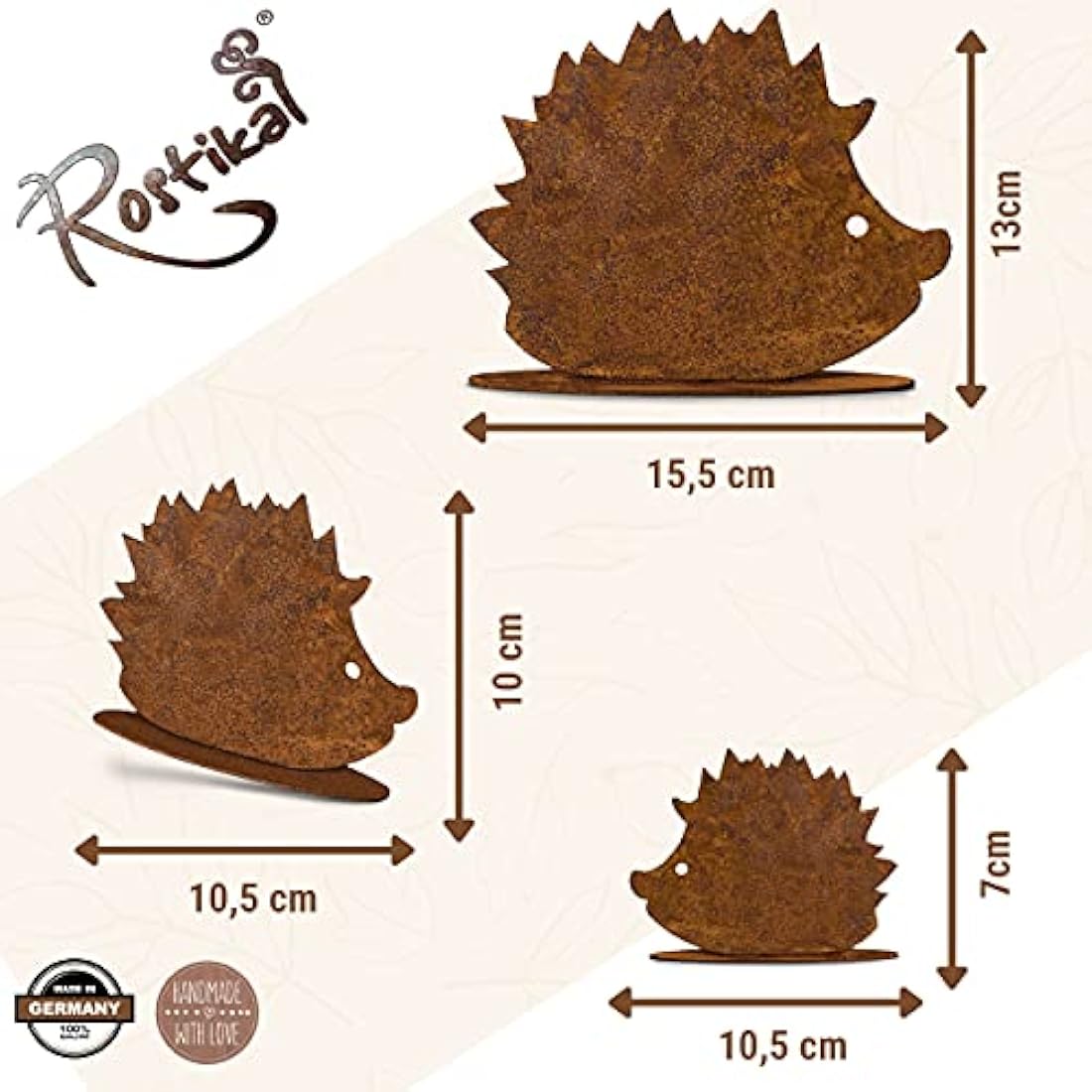 Autumn Hedgehog Family Set of 3 Decorative Patina Metal
