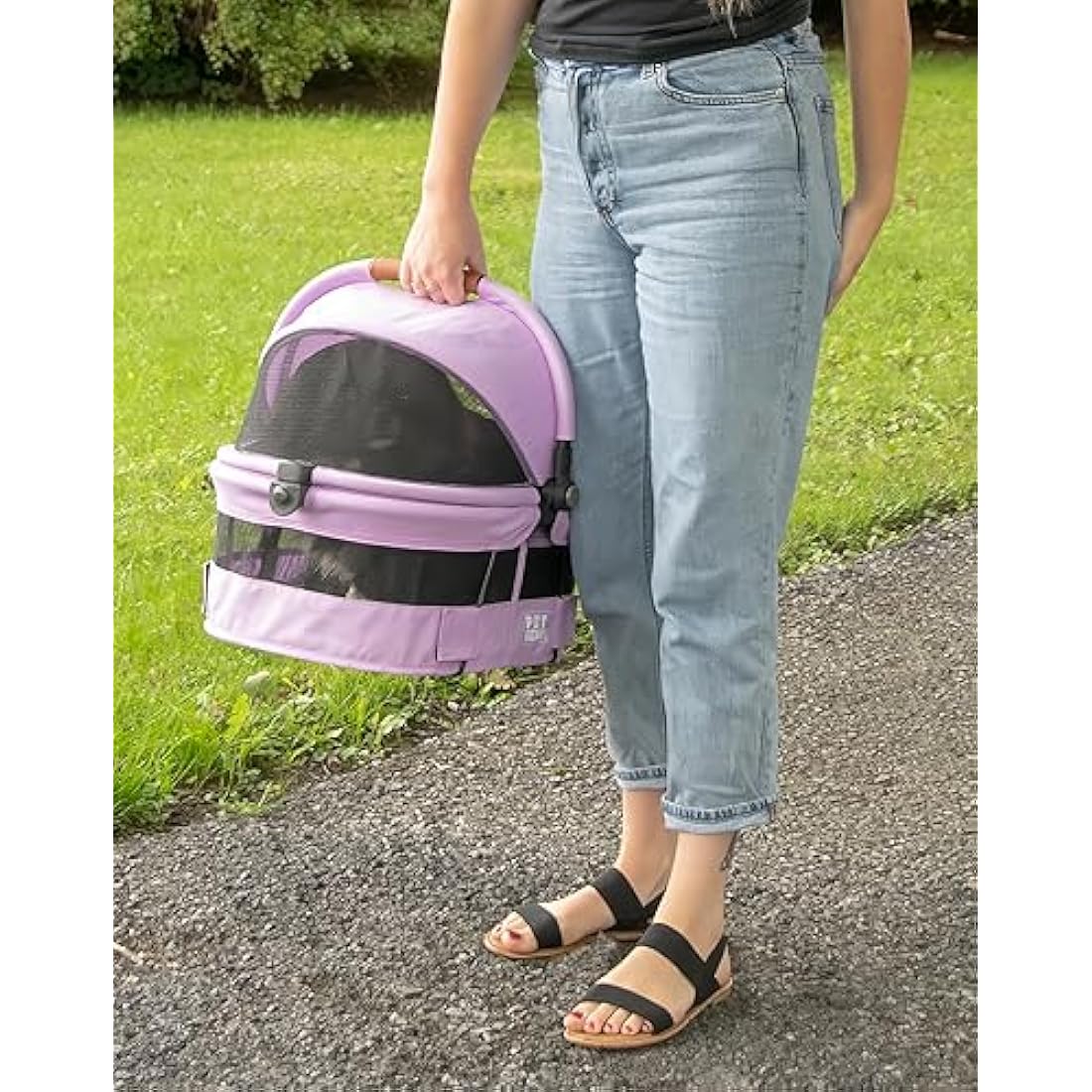 Pet Gear View 360 Ultra Lite Pet Safety Carrier & Car Seat for Small Dogs & Cats Push Button Entry, 15", Larkspur