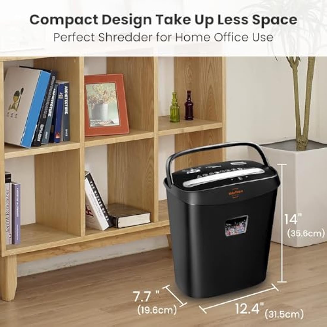 VidaTeco Micro-Cut Paper Shredder 10-Sheet Shreds Paper/Card/Staple/Clip Paper Shredder for Home Office Security Level P-4 Jam Proof System 15L Pullout Basket