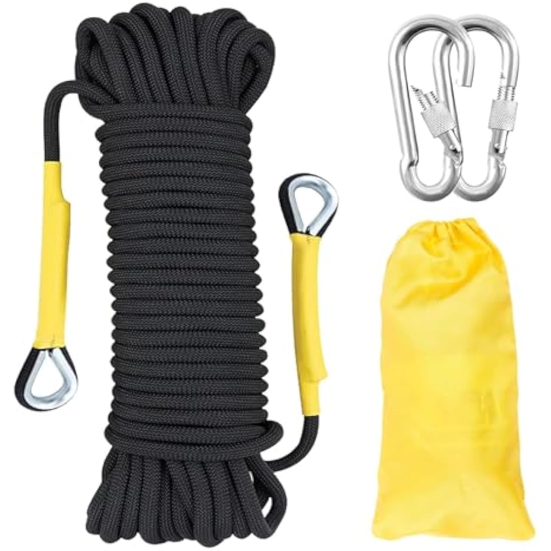 Gangying Climbing Rope 8mm Outdoor Static Rock Climbing Rope 30m High Strength Cord Safety Rope Braid Nylon Rope Escape Rope Fire Rescue Parachute Rope with 2 Carabiner