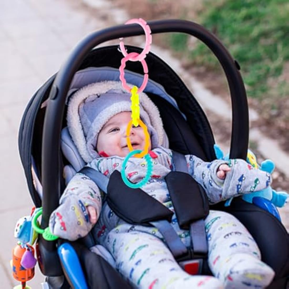 YeahiBaby 24pcs Baby Teether Ring Link Rings Toys Infant Links Rattle Strollers Crib Travel Toys