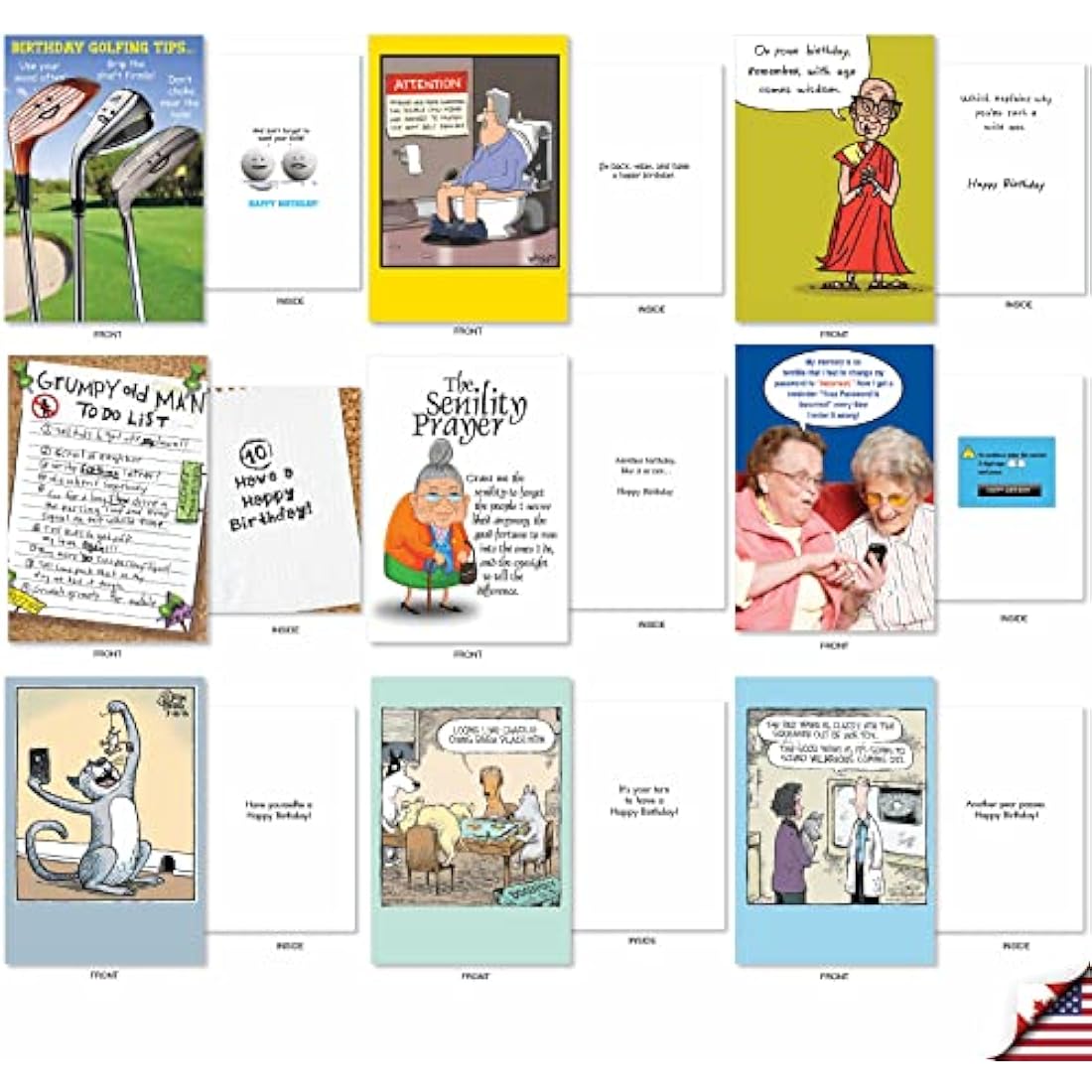 NobleWorks - Variety Pack of 36 Assorted Funny Birthday Cards Bulk Box Set w/Envelopes, Edgy Humor B-Day for Men, Women (36 Designs, 1 Each) - Birthday Favorites AC2911BDG-B1x36