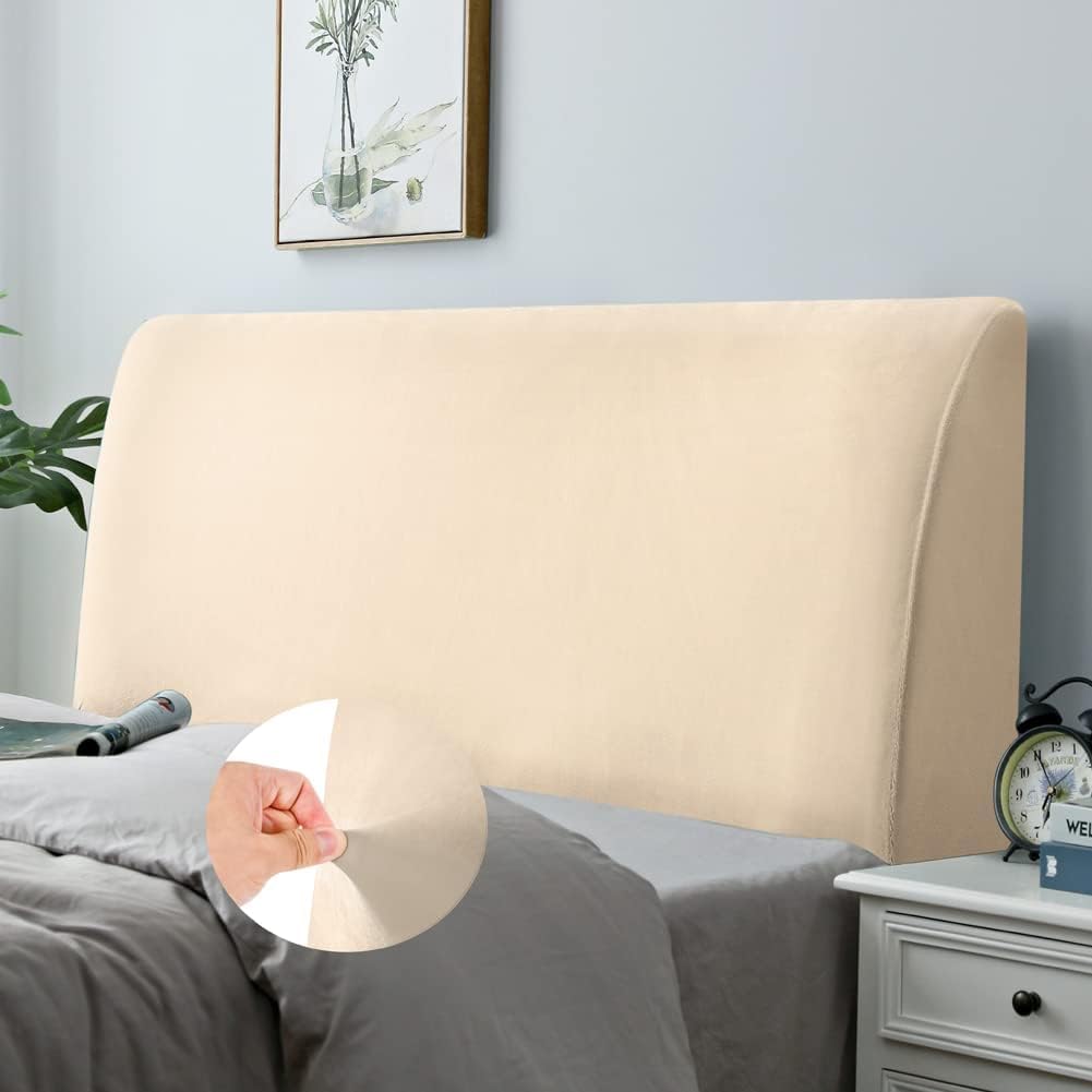 DUJUIKE Headboard Slipcover for Queen Bed, Stretch Bed Headboard Cover, Dustproof Protector Cover for Linen Tufted Upholstered