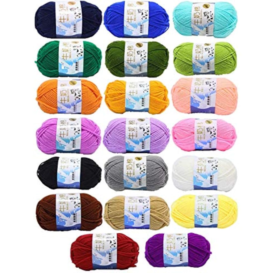 JZK 20 Multicolour 50g Super Soft Milk Cotton Wool Yarn for Knitting Crochet Baby Garments hat Shoes Socks Scarf Toy Making