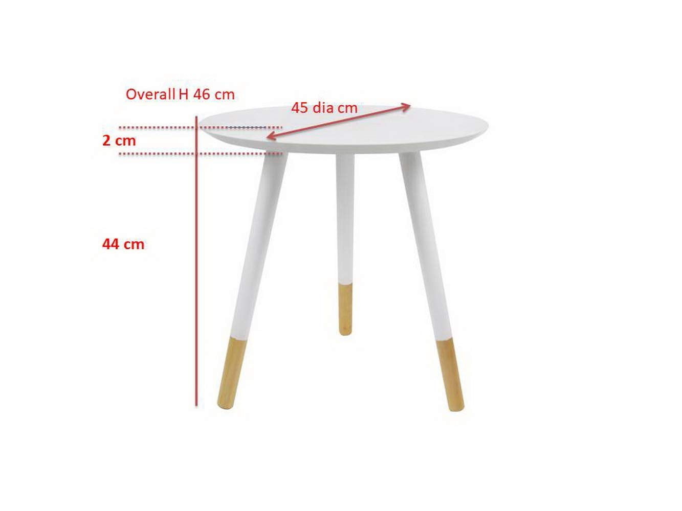 Aspect Martini Metal Tray Round Side/End/Lamp Table, 45 dia x 46cm H, White