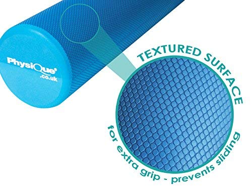 Physique Pro Foam Roller Blue - Back, Leg and Body Deep Tissue Muscle Massage - Gym and Exercise Roller for Trigger Point Self Massage and Muscle
