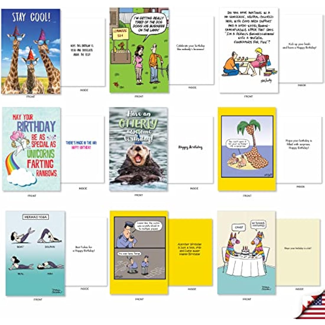 NobleWorks - Variety Pack of 36 Assorted Funny Birthday Cards Bulk Box Set w/Envelopes, Edgy Humor B-Day for Men, Women (36 Designs, 1 Each) - Birthday Favorites AC2911BDG-B1x36