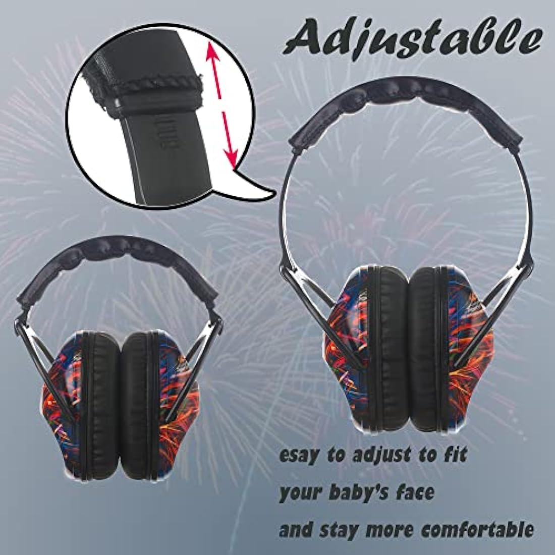 PROTEAR SNR 28 dB Ear Defenders for Kids- Hearing Protection Muffs for Children Have Sensory issues or Autism, Perfect for Fireworks,Flights,Sports(Black Fireworks)