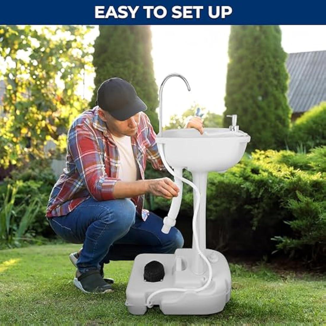 SereneLife Portable Sink, Camping- 19L Water Capacity –Outdoor, Portable Hand Wash Station, Towel Holder & Soap Dispenser, For Outdoor Events, Gatherings, Worksite, & Camping