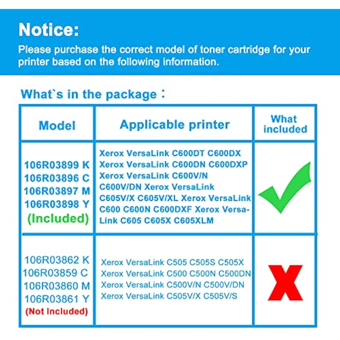 LCL Compatible Toner Cartridge for VersaLink C605 C600 C600N C600DN 106R03899 106R03896 106R03897 106R03898 (4PK KCMY) Replacement for Xerox VersaLink C605 C600 C600N C600DN C600DT C600DX C600DXF