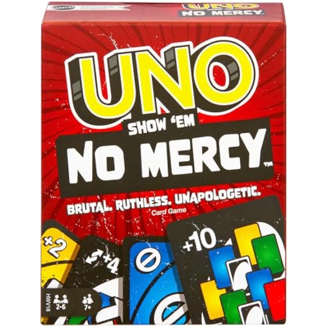 Mattel Games UNO Show ?em No Mercy Card Game for Kids, Adults & Family Parties and Travel With Extra Cards, Special Rules and Tougher Penalties., HWV18