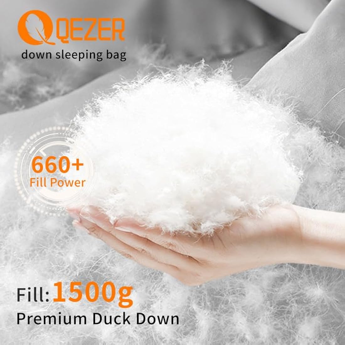 QEZER Winter Sleeping Bag for Adults, Lightweight Down Sleeping Bag -20 Degree C for Cold Weather Camping and Mountaineering Outdoor with 660 FP Duck Down