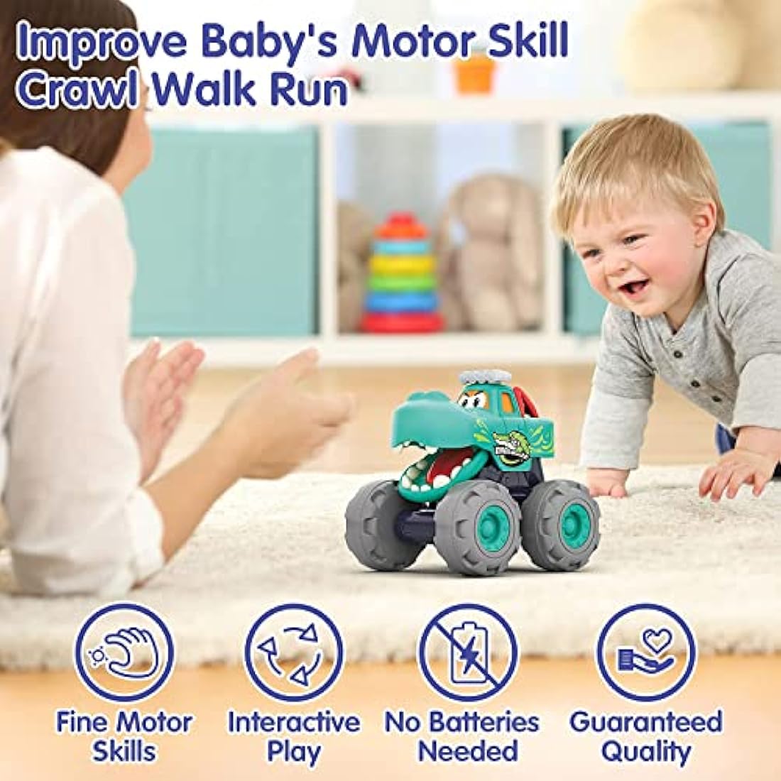 SunnyPal Toys for 1 Year Old Boys - 3 Pack Car Toys for 2 Year Old Boy, Monster Truck Toddler 1st Birthday Gifts for Boy