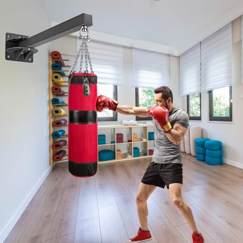BeneLabel Punch Bag Bracket, Boxing Bag Wall Stand Frame Heavy Duty Speed Bag Hanger Silent Rotation 61cm Length with Adjustable Angel for Boxing