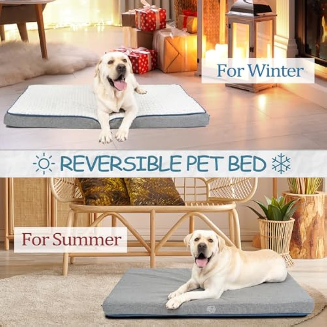 EMPSIGN Large Dog Bed Washable, Orthopedic Dog Beds Mattress for Dog Crate with Washable Removable Cover, Pet Beds Pillow Cushion for Dog, Grey, 90x60x7,5cm
