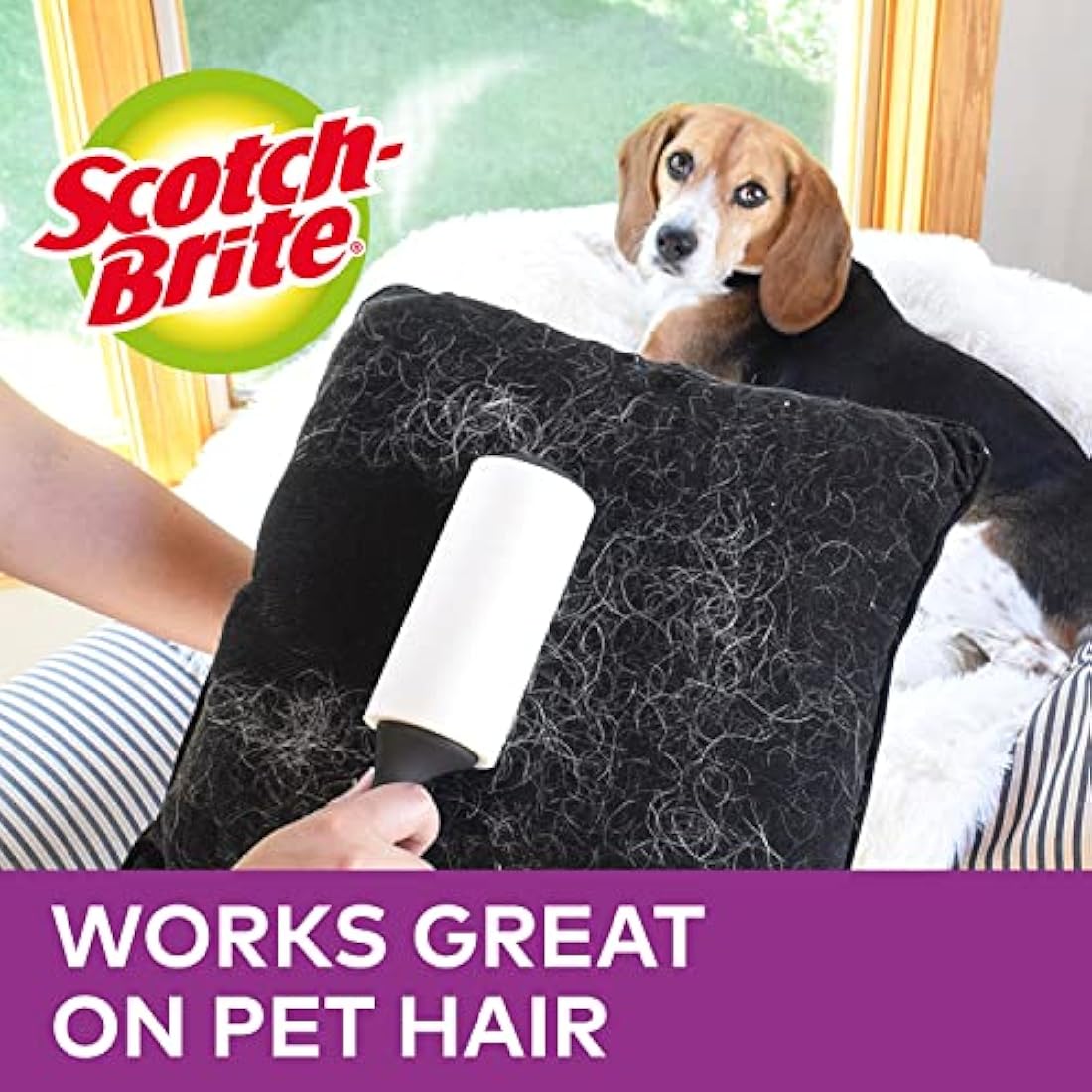 Scotch-Brite Pet Extra Sticky Lint Roller Refill, 48 sheets - Designed for Pet Hair, Easy Tear Sheets, Safe on Fabrics, Black, White