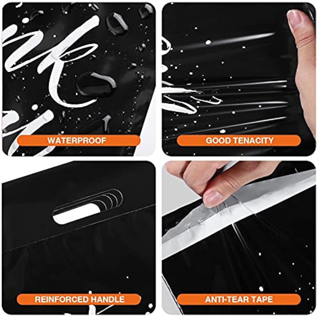 Switory 100Pcs Parcel Bags for Posting Clothes 305x394mm Postal Bags Shipping Bags with Handle Mailing Bags for Clothing Posting Bags with Self Adhesive 12X15.5 Package Bags Black - Thank You Design