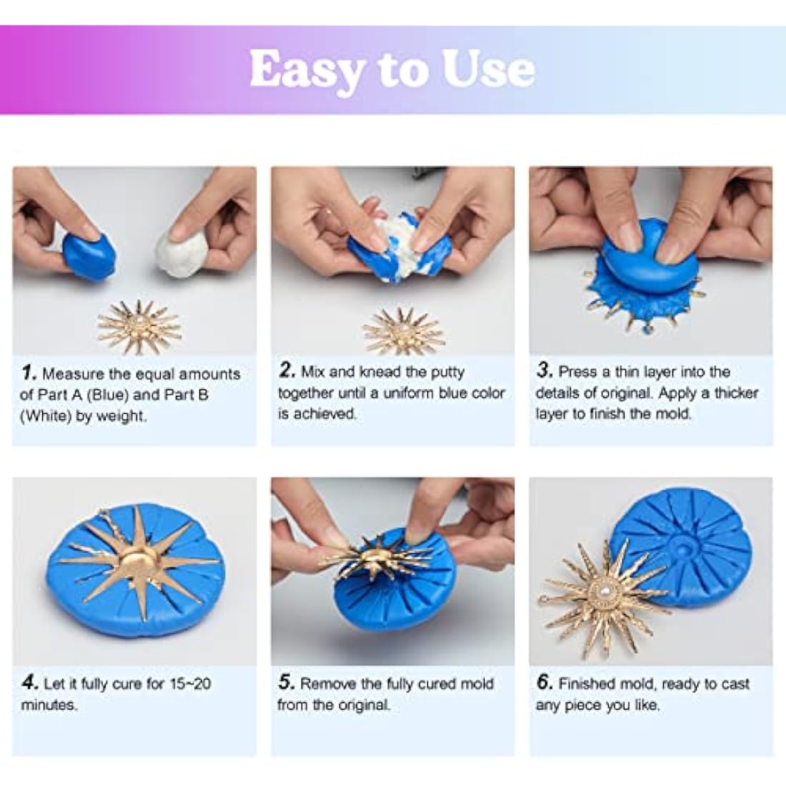 LET'S RESIN Silicone Putty, 1LB/454g Silicone Mould Making Kit, Strong & Flexible, Easy 1:1 Mixing Ratio for Reusable Silicone Moulds, Casting, Resin, Soap & Candle Making
