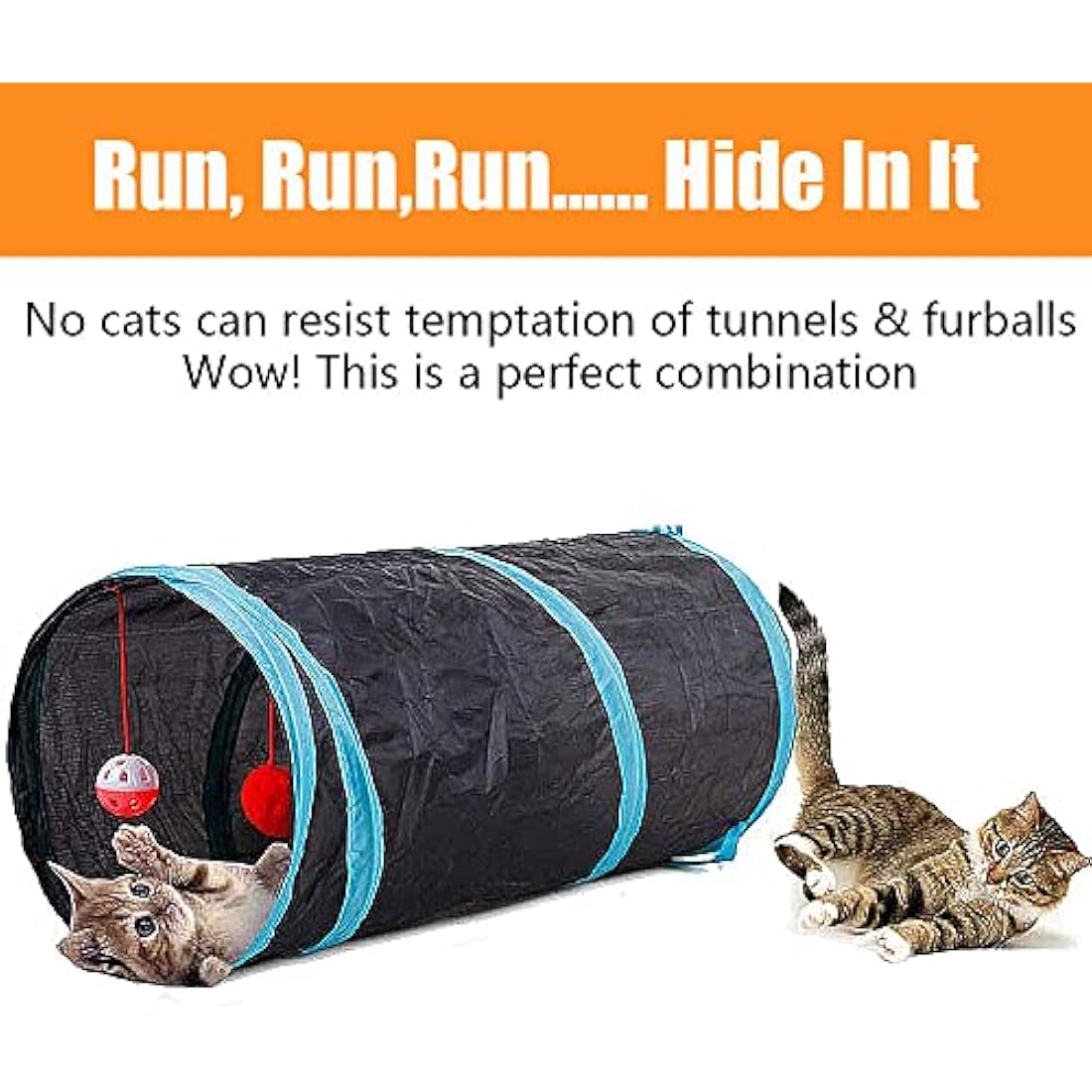 Speedy Panther 21 Pcs Cat Toys for Indoor Cats Collapsible Cat Tunnel Interactive Feather Teaser Wand Ball Toy for Kitten Cats