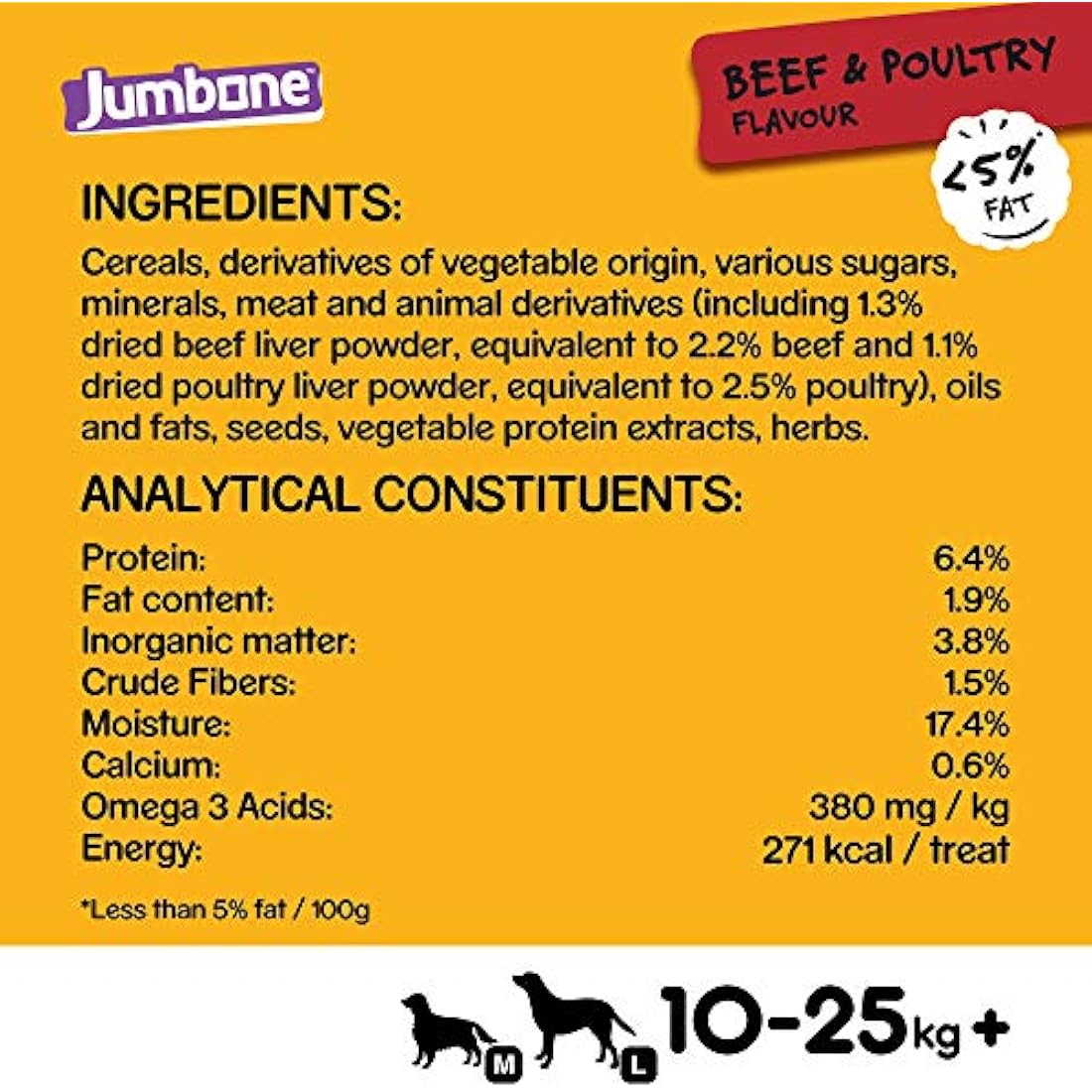 Pedigree Jumbone - Medium Adult Dog Treats with Beef and Poultry Flavour, 24 Chews 180 g