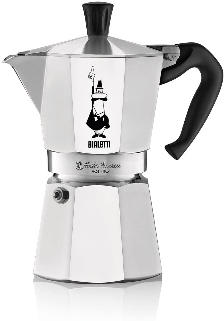 Bialetti Moka Express Caffettiera in Alluminio, 6 Cups, Acciaio Inossidabile, Argento,270 milliliters, Silver