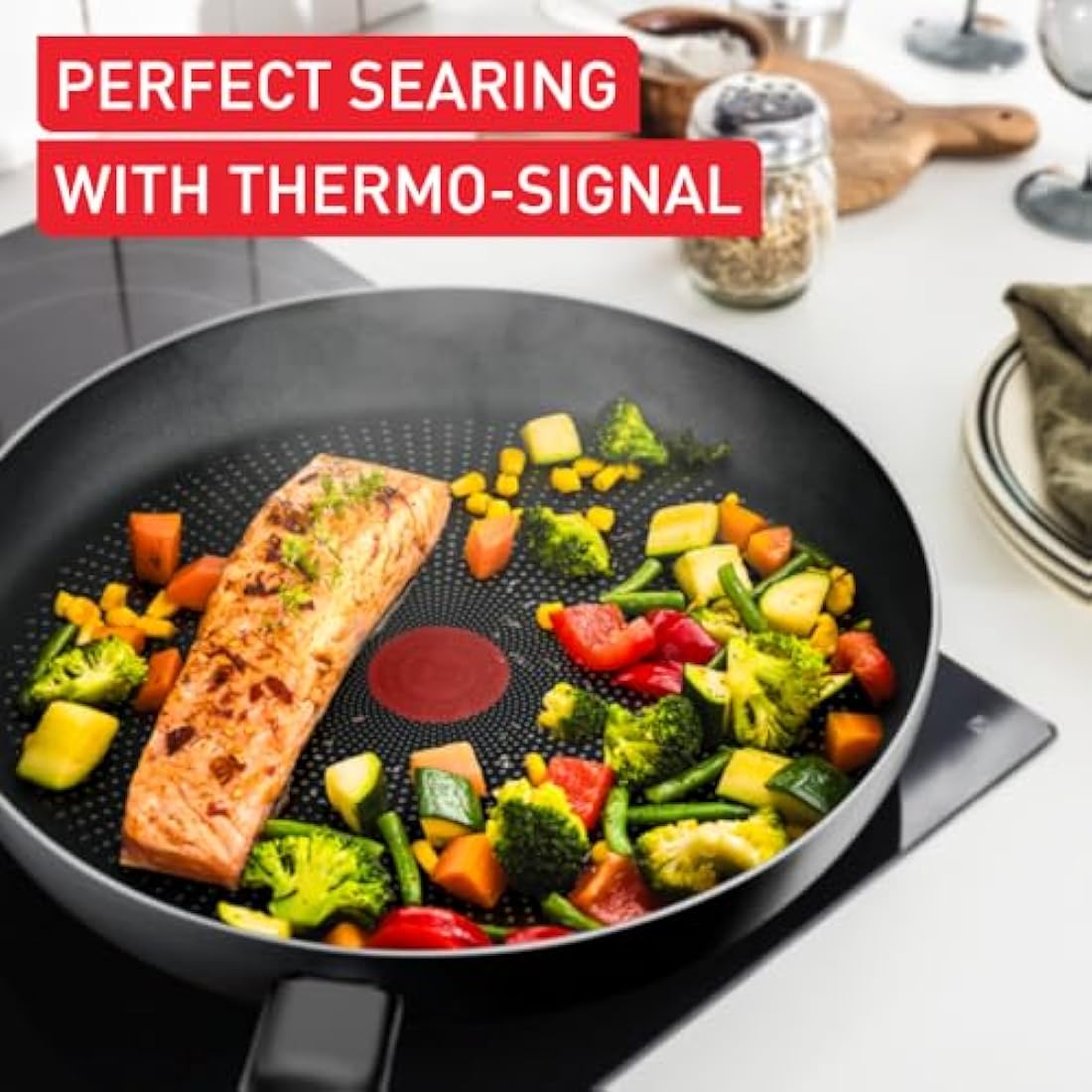 Tefal Titanium Essential Frying Pan 30 cm, Non-Stick Coating, Metal Safe, Compatible with All Hobs Except Induction, Flawless Glide, Everyday Use, B9410744