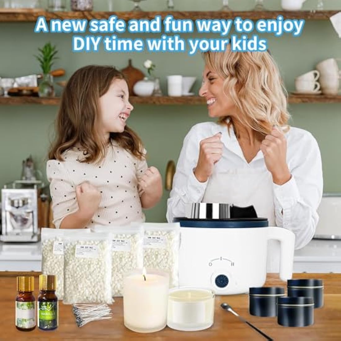VUSIBA Candle Making Kit with Wax Melter,Soy Wax for Candle Making, DIY Scented Candle Kit for Adult Beginner,Make Your Own Candles