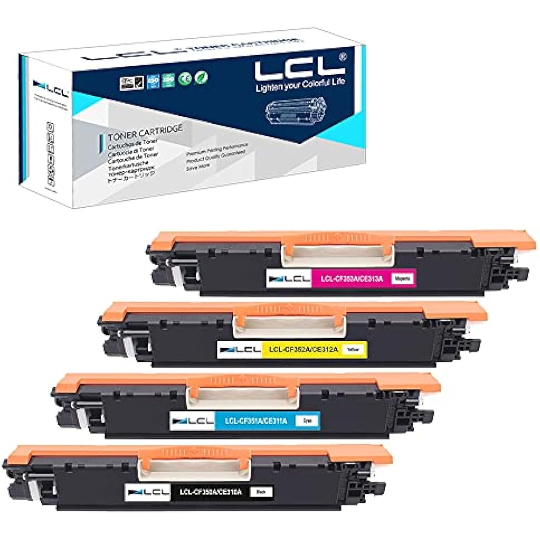 LCL Remanufactured Toner Cartridge 126A CE310A CE311A CE312A CE313A (4PK KCMY) Replacement for HP Laserjet Pro CP1020 CP1025 CP1025nw LaserJet 100 color MFP M175 M175nw M175a M175n M175w Pro 200 M275