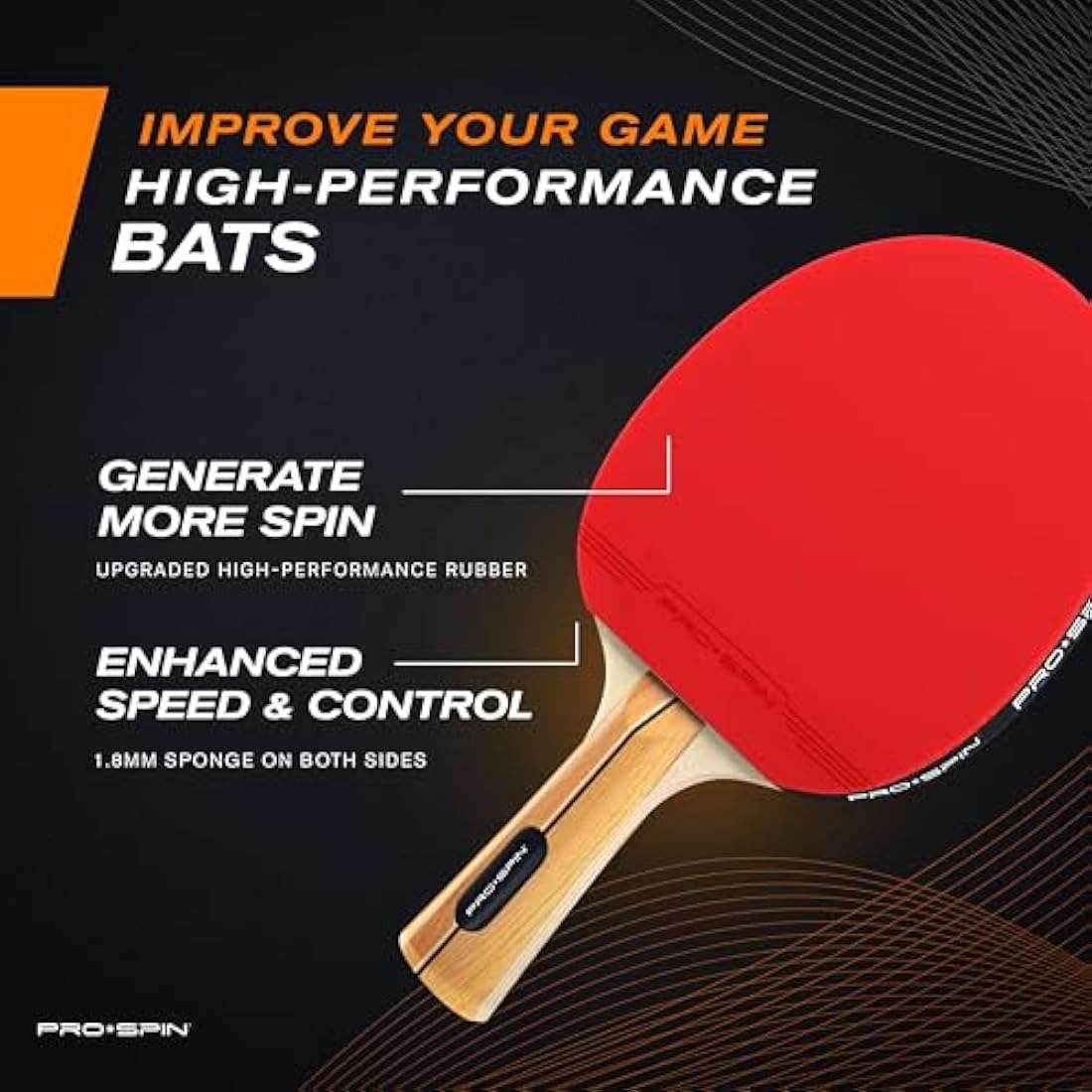 PRO SPIN Table Tennis Bats - High-Performance Set with Premium 3-Star Ping Pong Balls & Compact Storage Case | Perfect for Indoor/Outdoor Tables