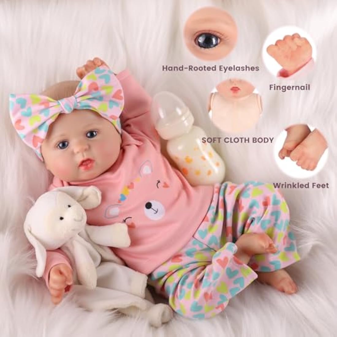 BABESIDE Reborn Dolls Girl - Bailyn 20-inch Realistic Baby Dolls Have the Soft Vinyl, Painted Hair, and Cute Outfit, She Looks and Feels Just like a Real-life Lifelike Baby