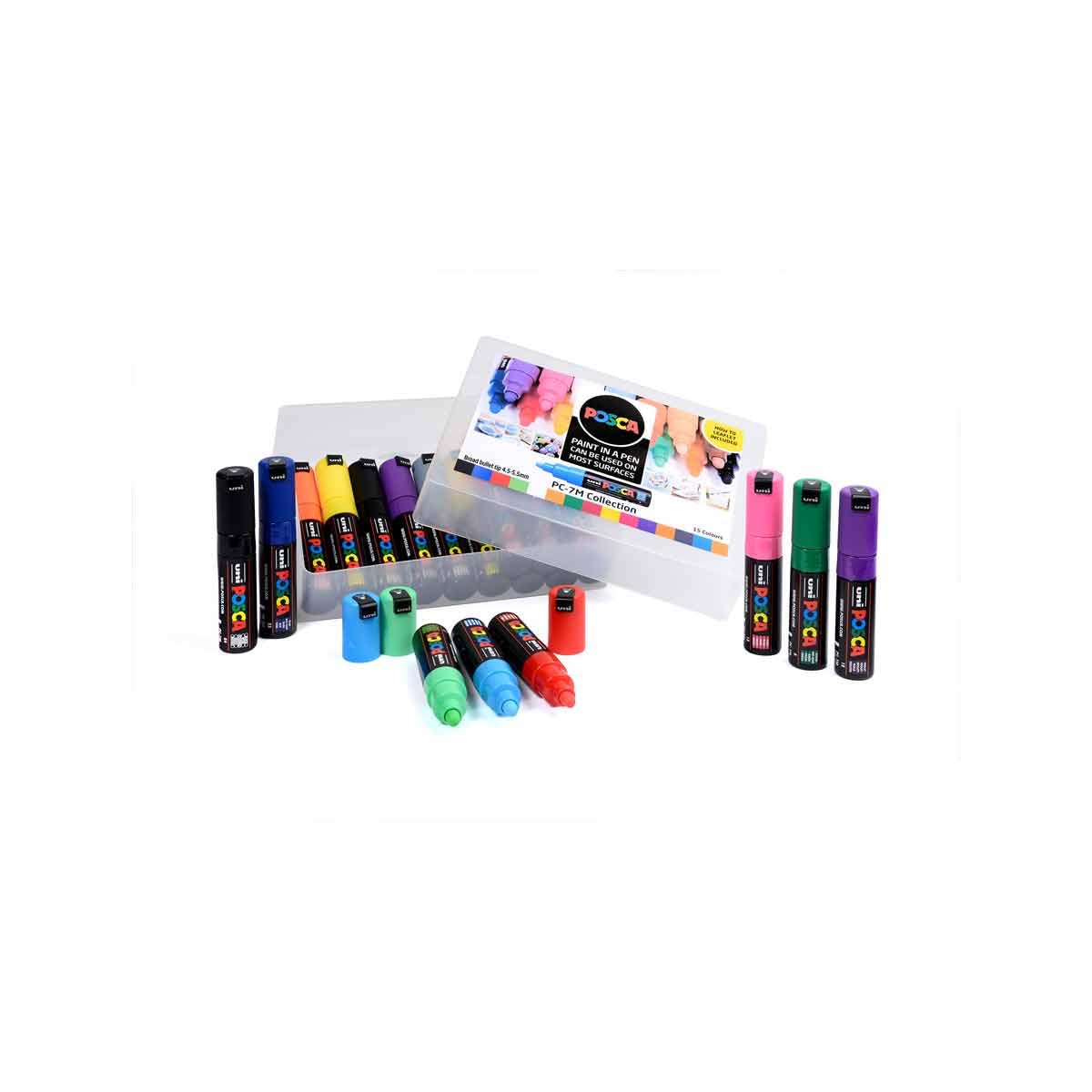 POSCA PC-7M Permanent Marker Paint Pens. Broad Bullet Tip for Art & Crafts. Multi Surface Use On Wood Metal Paper Canvas Cardboard Glass Fabric