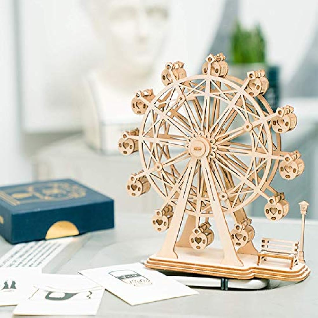 Rolife Woodcraft Construction Kit Modular Mechanical Model 3D Wooden Puzzle for Self-Assembly Toy Gift For Kids, Teens and Adult(Ferris Wheel)
